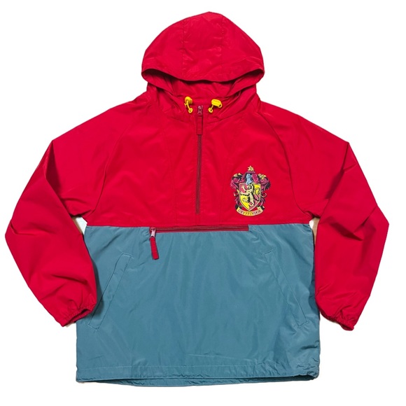 Wizarding World of Harry Potter Red & Gold Gryffindor Hooded Rain Jacket Mens XS - Picture 1 of 7